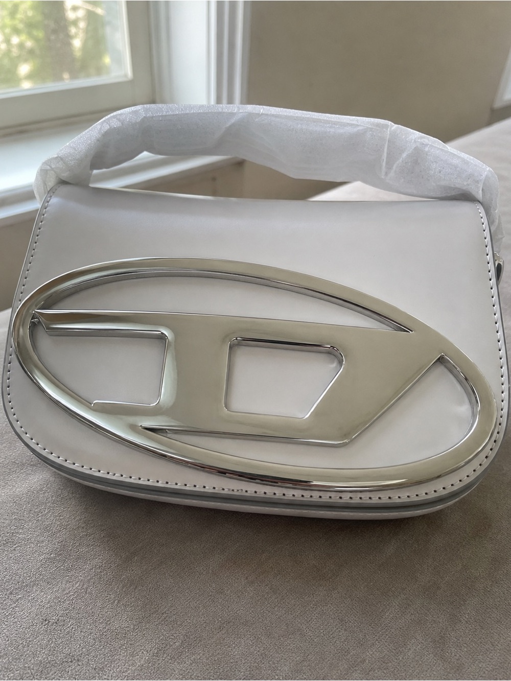Diesel White Crossbody with Silver Logo Accent
